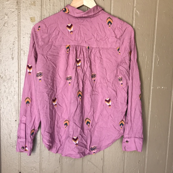 Anthropologie county fair pink hot balloon embroidered top - Picture 9 of 11